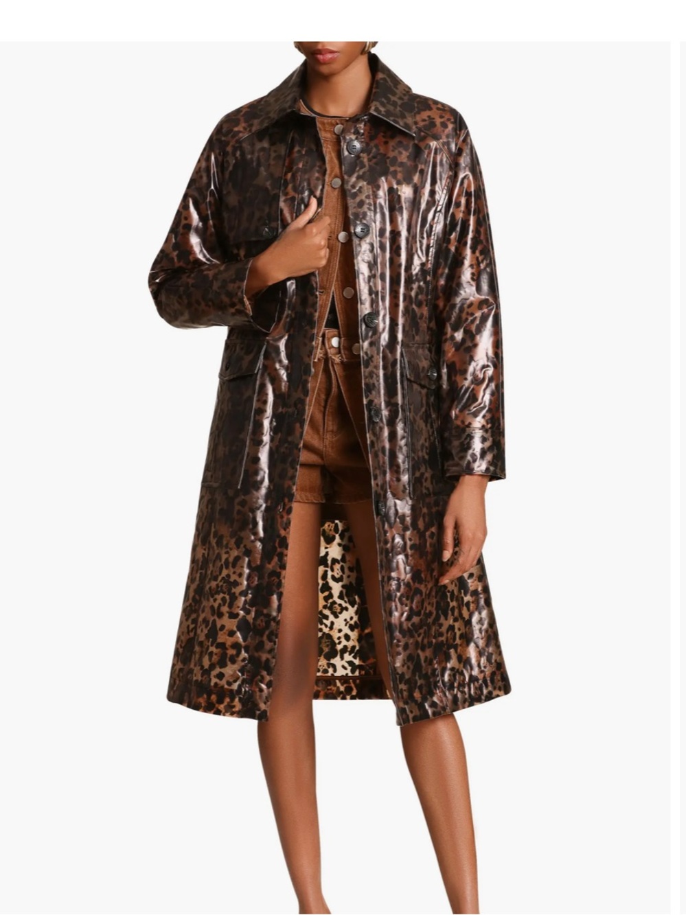 Leopard Print Rain Trench Coat - Picture 2 of 4